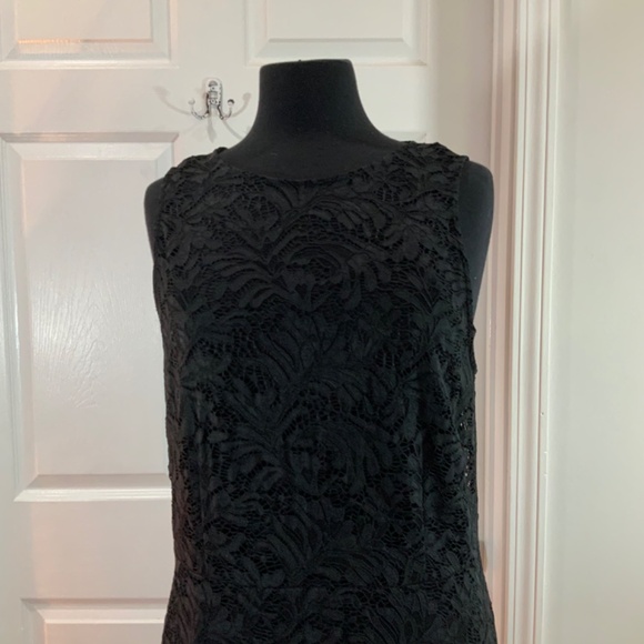 Banana Republic Black Lace Maxi Evening Dress Size Large - Picture 4 of 12